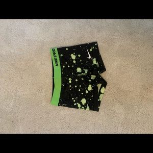 Nike Pro Green Splatter Spandex Shorts